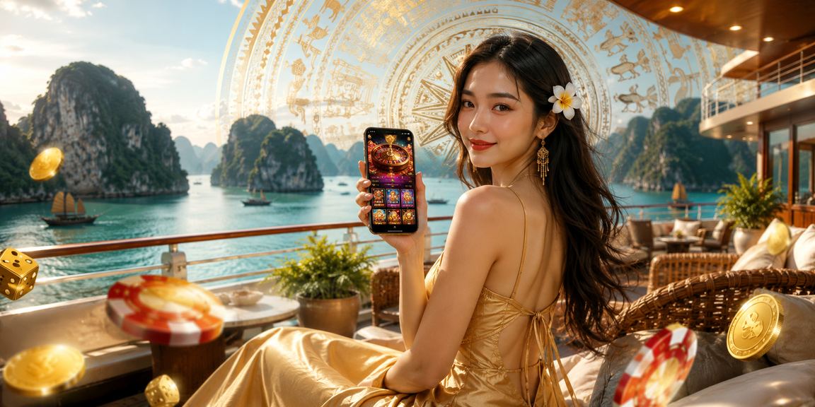 Khung cảnh Hạ Long với người dùng di động trong không khí lễ hội cân bằng